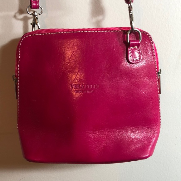 Vera Pelle Dark Pink Crossbody Mini Purse - Picture 1 of 5
